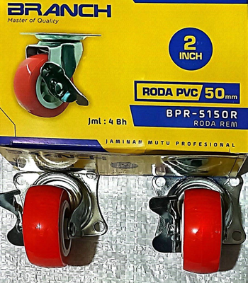 Roda Pvc 2" 50mm Rem Merah