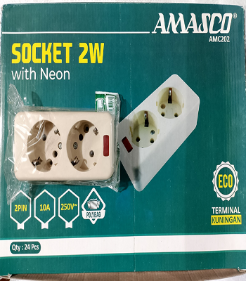 Stop Kontak 2 Lbg Amasco